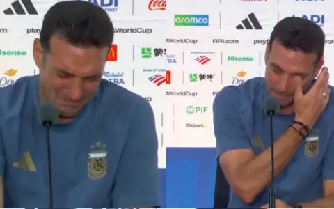 El desgarrador llanto de Scaloni en la conferencia interrumpida.