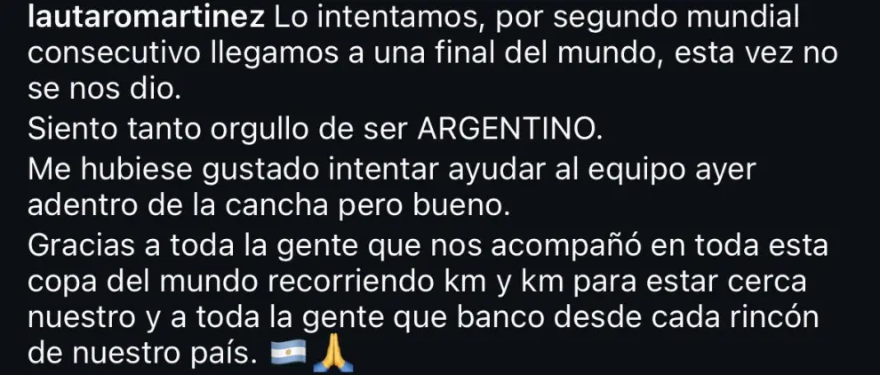 El posteo de Lautaro Martínez con "palito" para Scaloni.