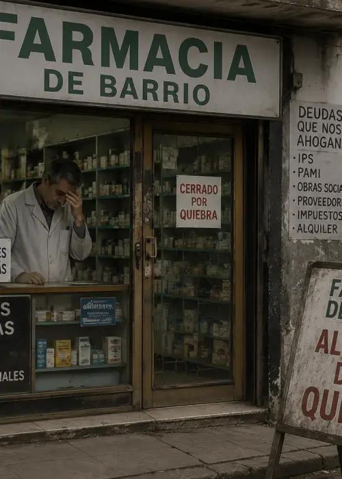 Farmacia de barrio en riesgo (IA)