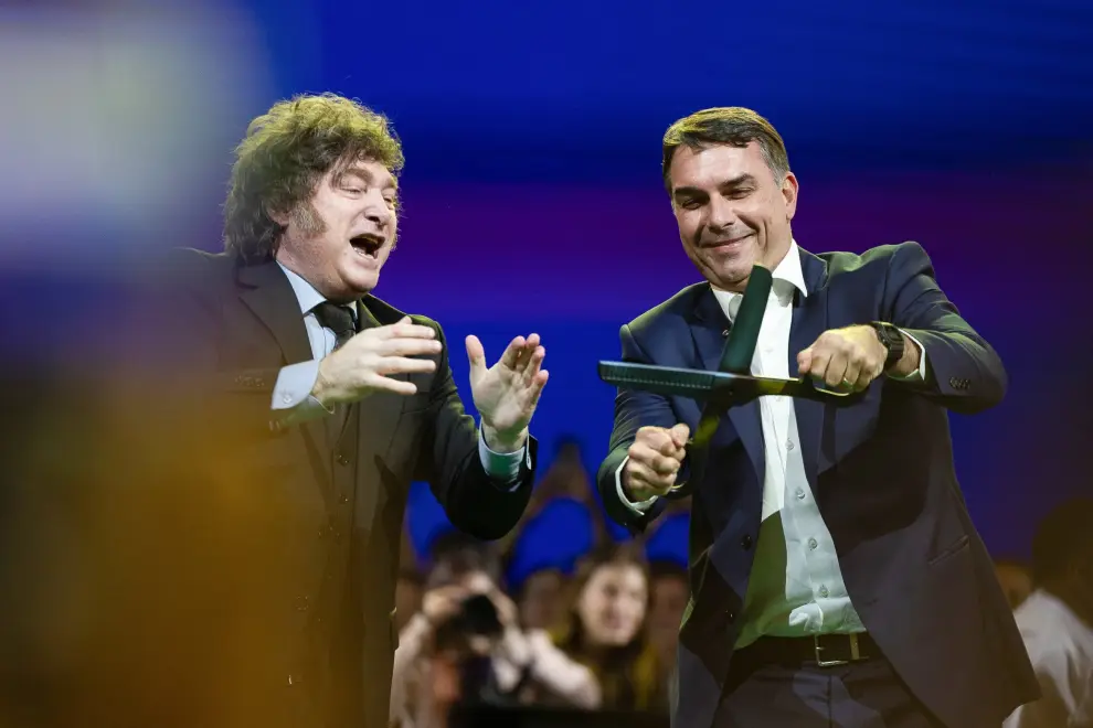 Milei y el candidato Bolsonaro.